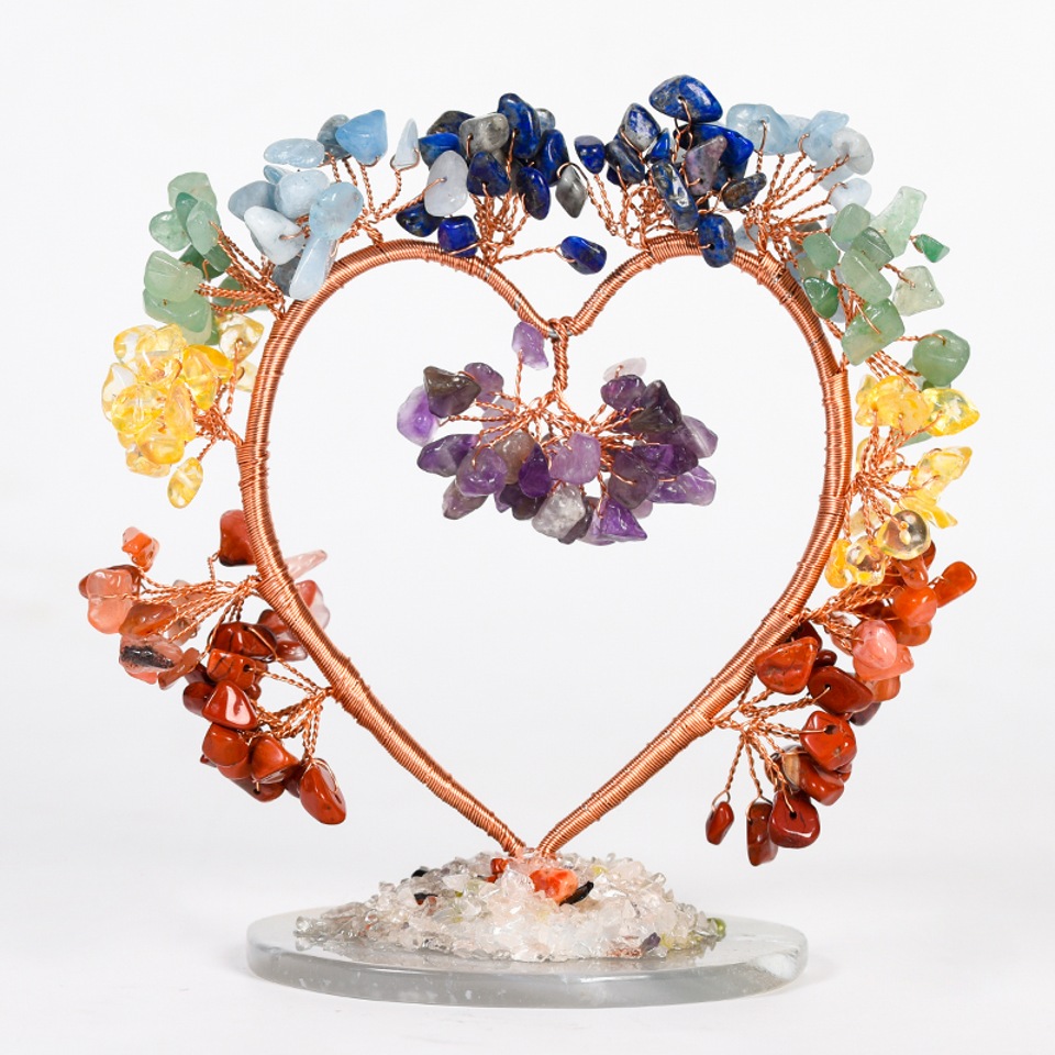 Confidence,Rejuvenate,Love Relationship,Decision Making,Relieve Stress And Relax,Get Rich,Heart Shape Agate Base Crystal Tree Ornament